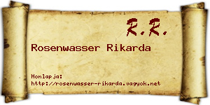 Rosenwasser Rikarda névjegykártya